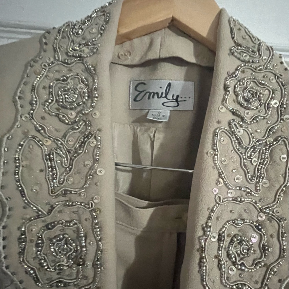 Beige Embellished Women's Blazer